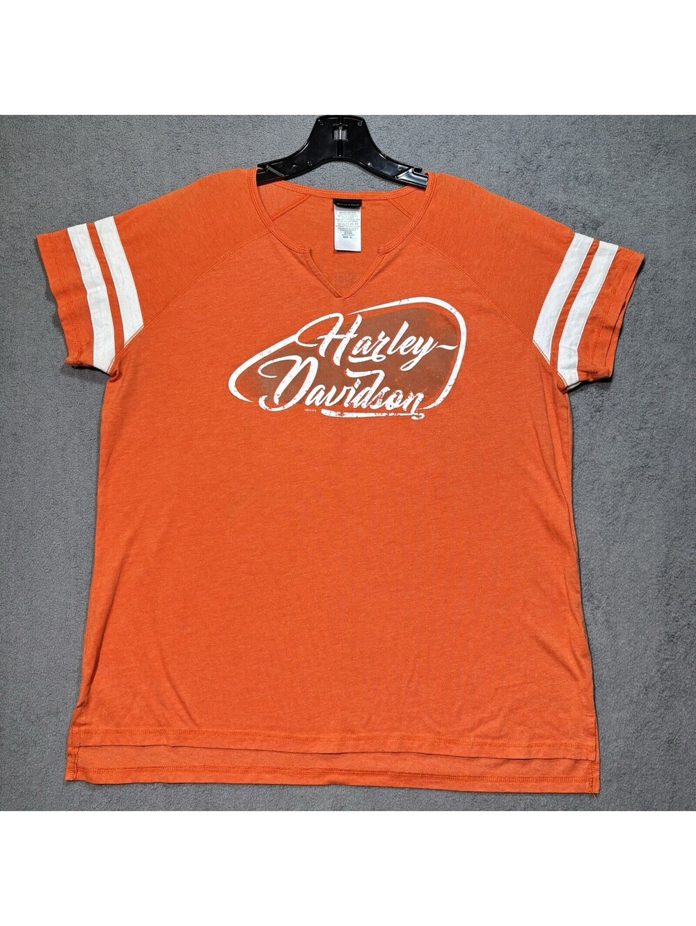 Harley Davidson Women’s XL Daytona Beach Florida Orange Jersey‎ V-Neck T-Shirt